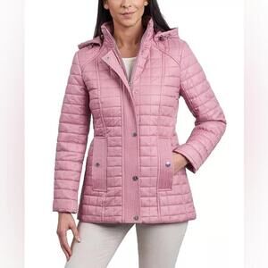 LONDON FOG Women's Hooded Quilted Water-Resistant Coat Women's Size PL hooded
